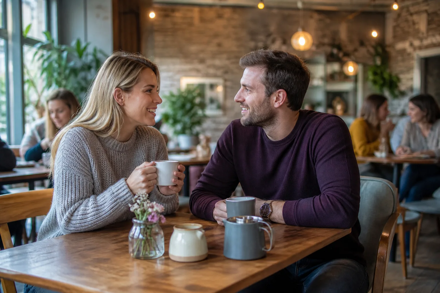 Christian couple talking beside a lakeside path in Northern Ireland